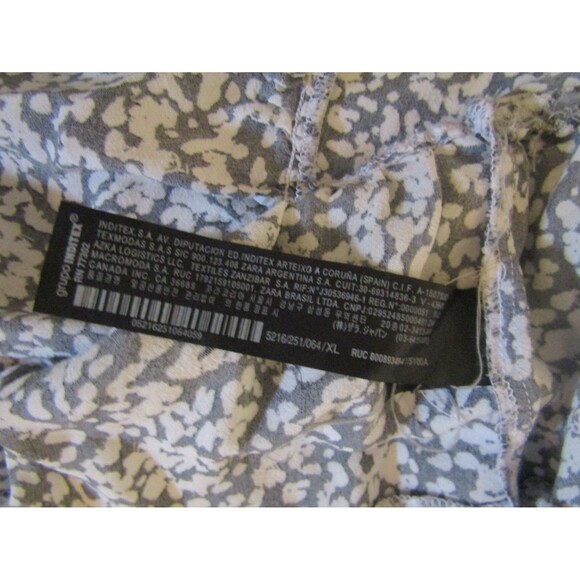 Zara Mini Dress Black White Print Ruffled Balloon Sleeves Womens Size XL - Picture 8 of 8